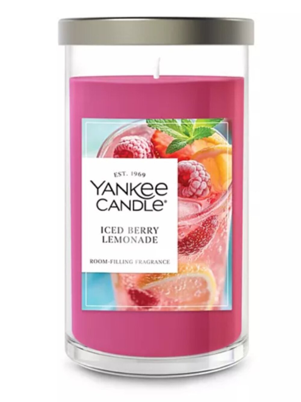 Yankee Candleยฎ Iced Berry Lemonade Medium Pillar Scented Candle 14.25 oz